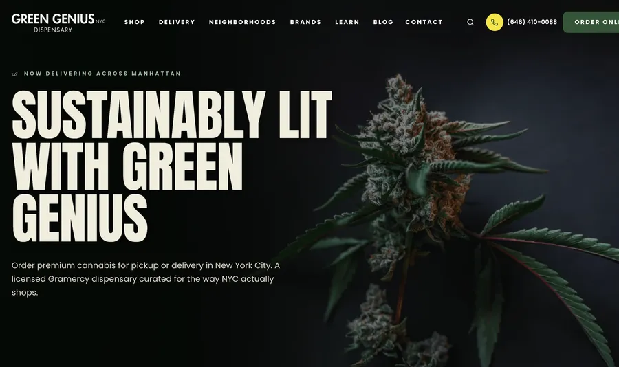 Green Genius website, built by Bud Authority