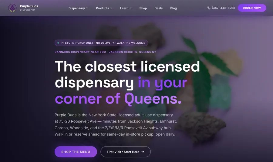 Purple Buds website, built by Bud Authority