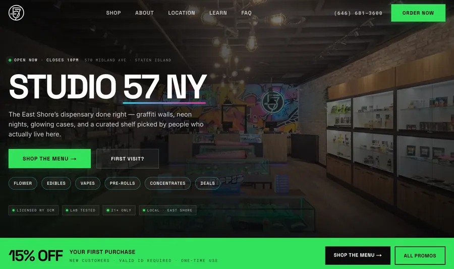 Studio 57 website, built by Bud Authority