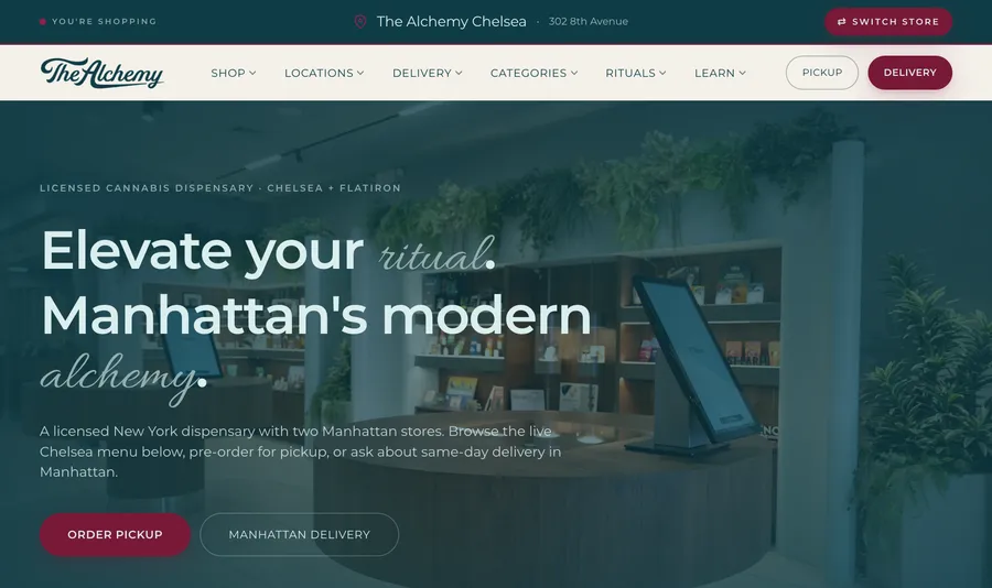 The Alchemy website, built by Bud Authority
