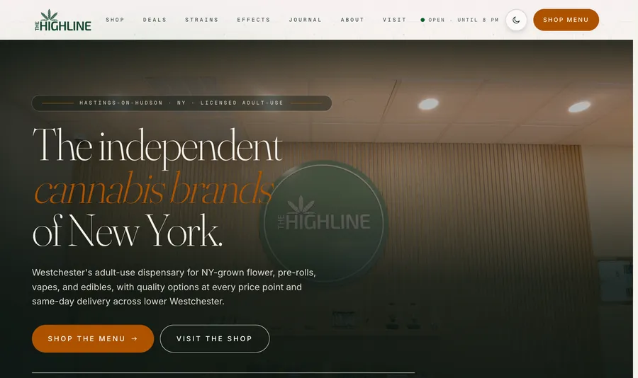 The Highline website, built by Bud Authority