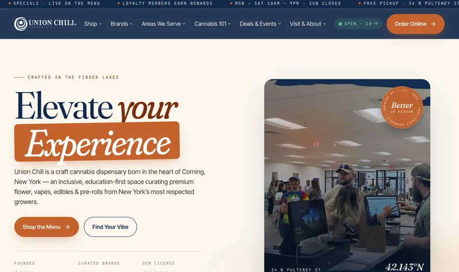 Union Chill website, built by Bud Authority
