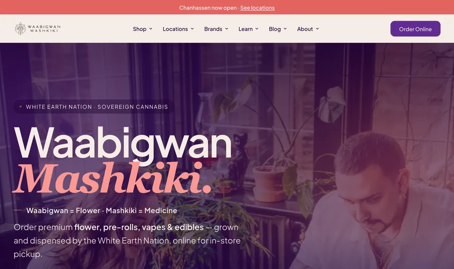 Waabigwan Mashkiki website, built by Bud Authority