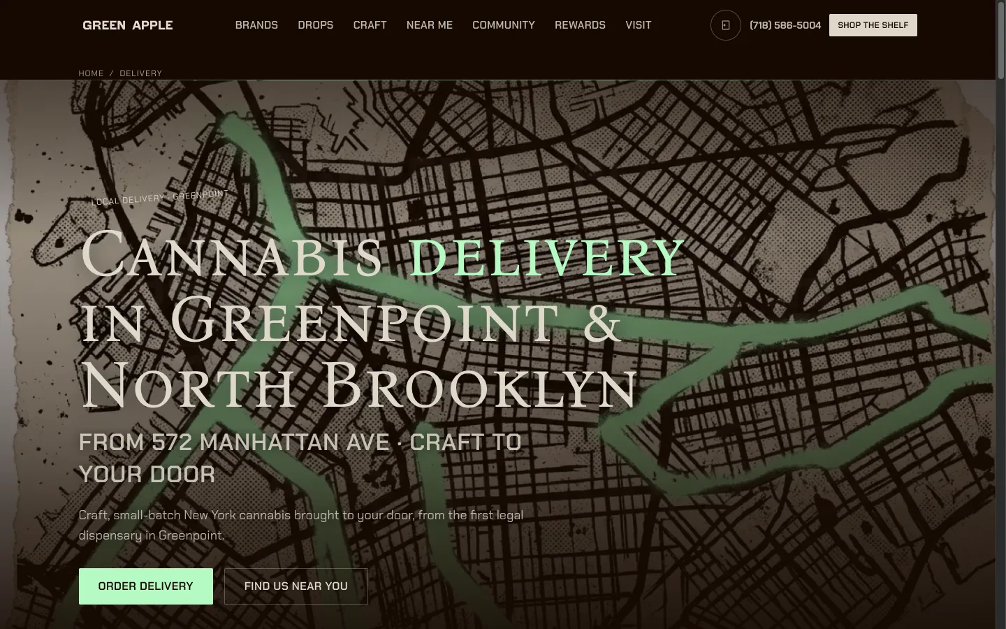 Green Apple website: The Local Delivery page, built for North Brooklyn service