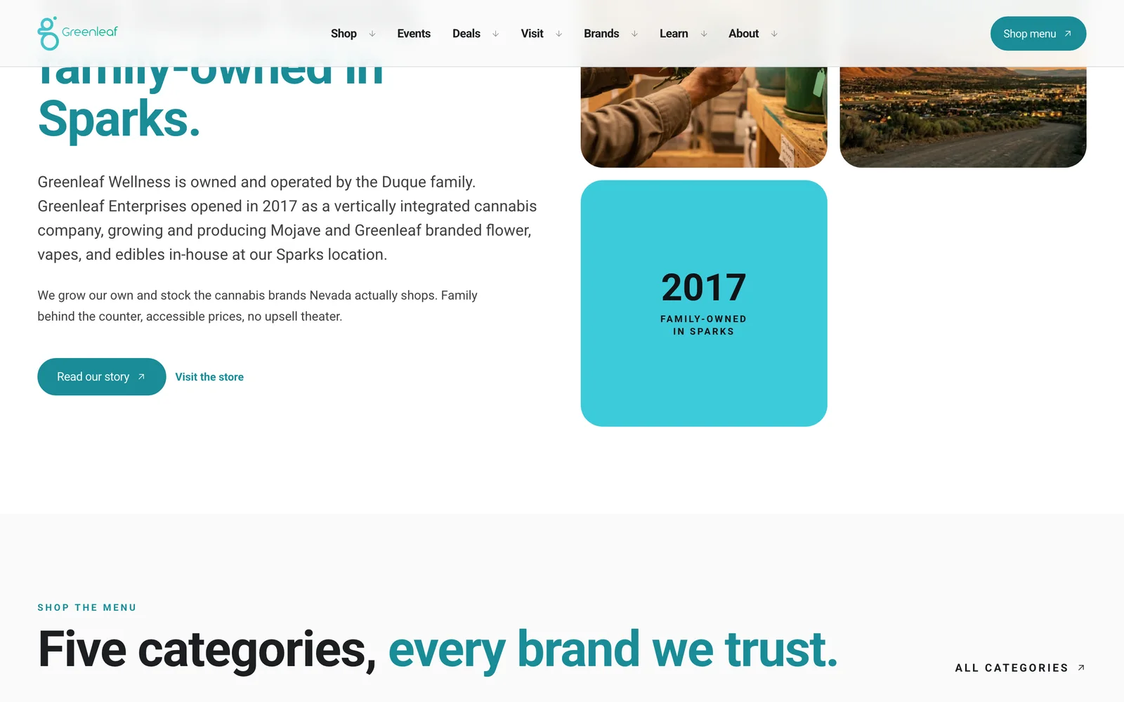 Greenleaf Wellness website — Five categories, every brand we trust — the shelf, curated