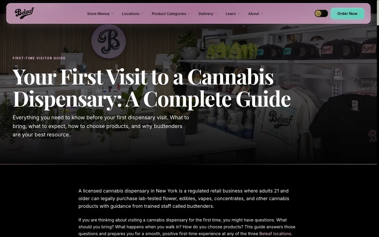 beleafny.com first-time visitors page rendered as captured for the evidence file