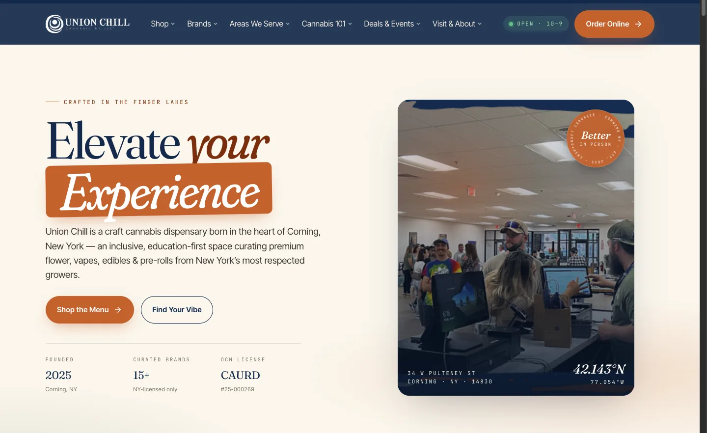 unionchillny.com rendered at desktop width, the shipped site