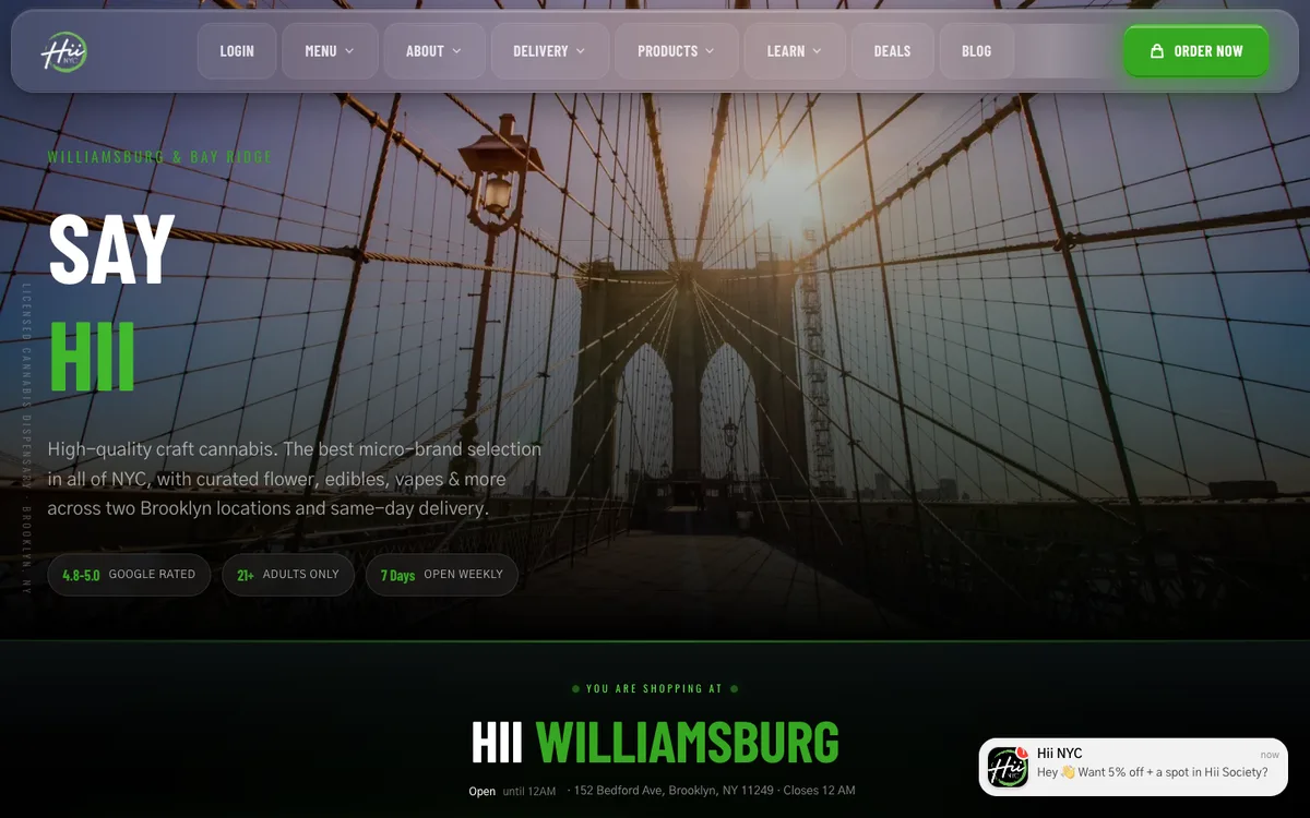 hiinyc.com — homepage design